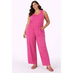 BumbleBella by Jill Martin Women’s 2X Pink Sleeveless Wide Leg Jumpsuit NWOT